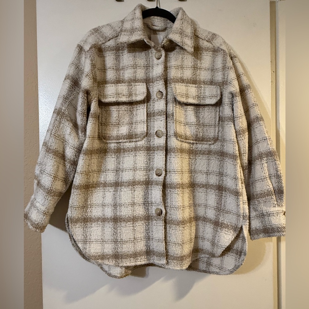 H&M Cream and Brown Shacket